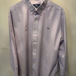 Vineyard Vines Men's Lavender Striped Button-Down Shirt